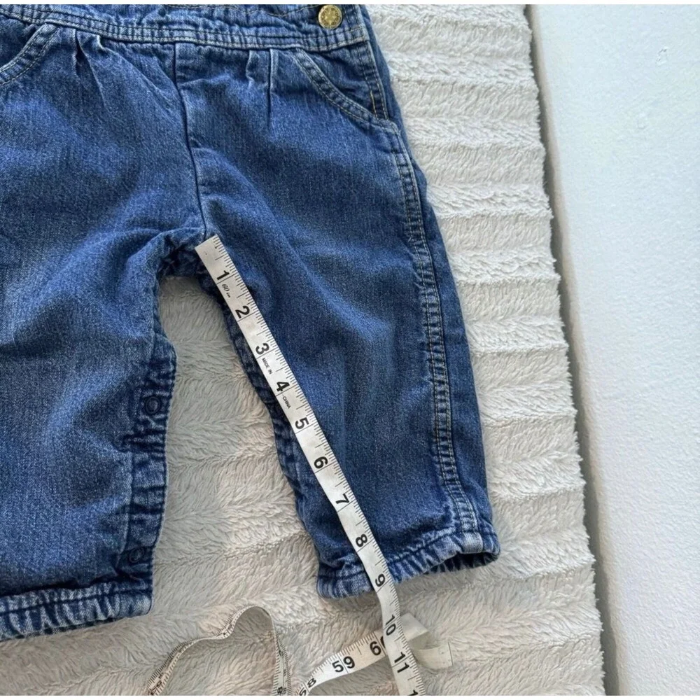 Vtg Oshkosh B'Gosh Vestbak Flannel Lined Bib Overalls Girls 24 Months Baby Denim